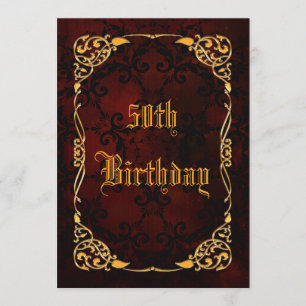 Invitación 50.o cumpleaños enmarcado oro gótico
