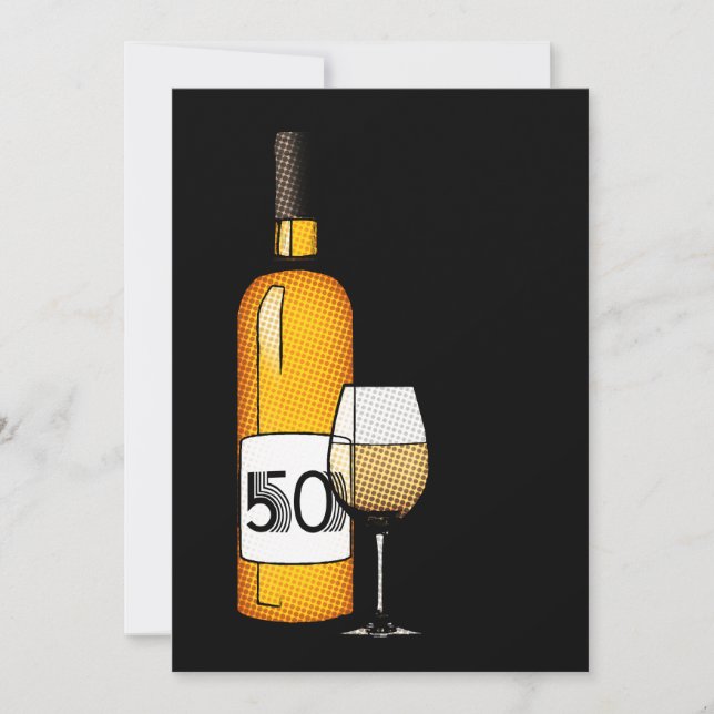 Invitación 50.o cumpleaños o aniversario: botella y vidrio de (Anverso)