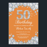 Invitación 50.o Diamante del naranja y de la plata del<br><div class="desc">50.o Invitación del cumpleaños. Diamante del diamante de imitación del naranja y de la plata. El golpe elegante del cumpleaños invita. Cumpleaños adulto. Cumpleaños de las mujeres. Cumpleaños de los hombres. Para el arreglo para requisitos particulares adicional, haga clic por favor el "personalizar él" botón y utilice nuestra herramienta de...</div>