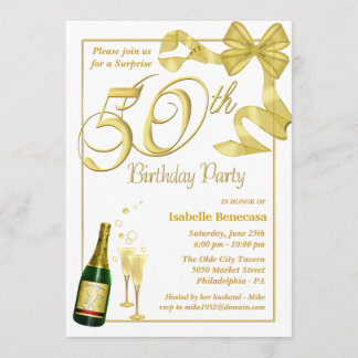 Invitación 50.o Fiesta de cumpleaños de la sorpresa -