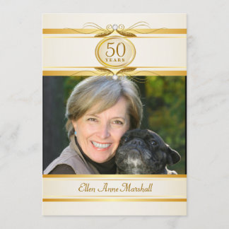 Invitación 50.o Fiesta de Surpise del cumpleaños - monograma