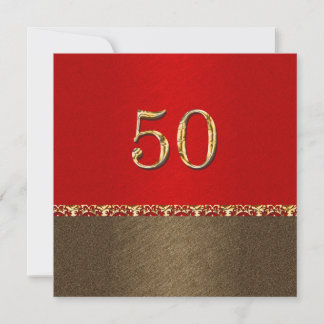 Invitación 50.o fiesta rojo marrón elegante