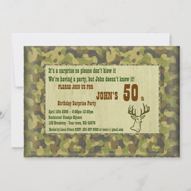 Invitación 50.o, hombre del cumpleaños, hombre de fiesta, (Anverso)