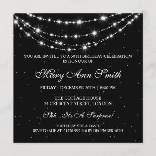 Invitación 50.o negro de cadena chispeante de la fiesta de