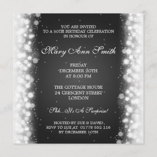 Invitación 50.o negro mágico elegante de la chispa de la