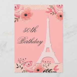 Invitación 50.o Torre Eiffel floral elegante de París del