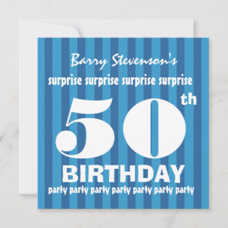 Invitación 50° SORPRESA Fiesta de cumpleaños Blue Stripes A06
