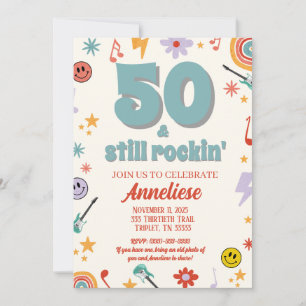 Invitación 50 y aún Rockin’ Retro Música Temática Cumpleaños