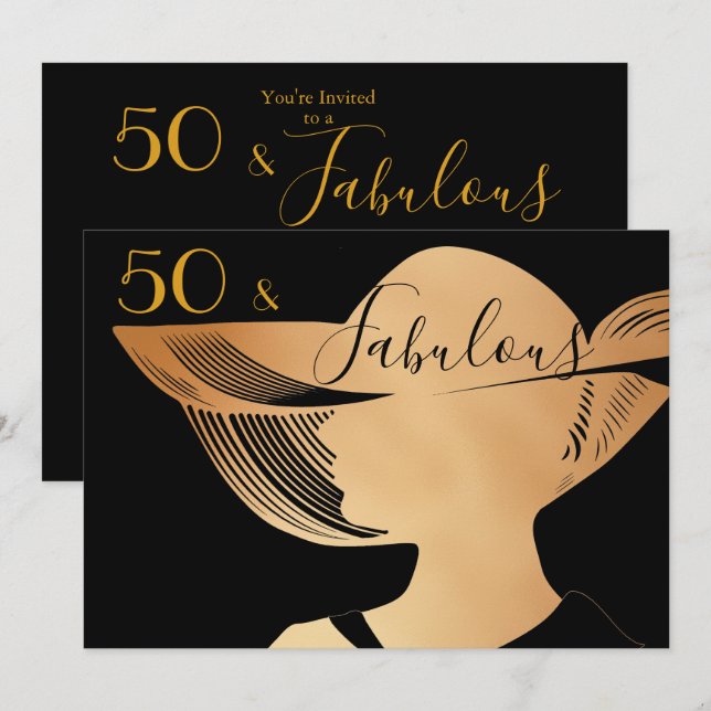 Invitación 50 y diseño el | elegante fabuloso del art déco (Anverso / Reverso)