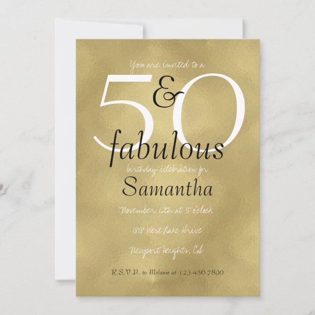 Invitación 50 y el fabuloso Glam Gold (Anverso)