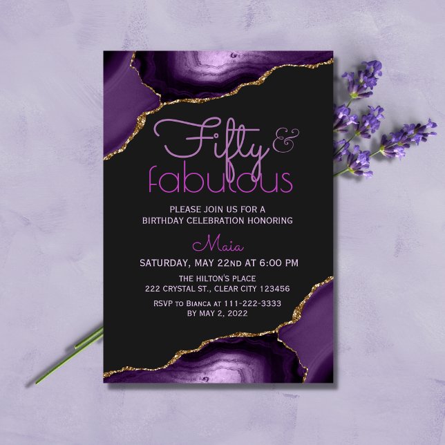 Invitación 50 y fabulosa agata morada (Subido por el creador)