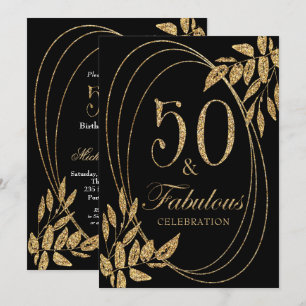 Invitación 50 y fabulosa celebración de cumpleaños Purpurina 