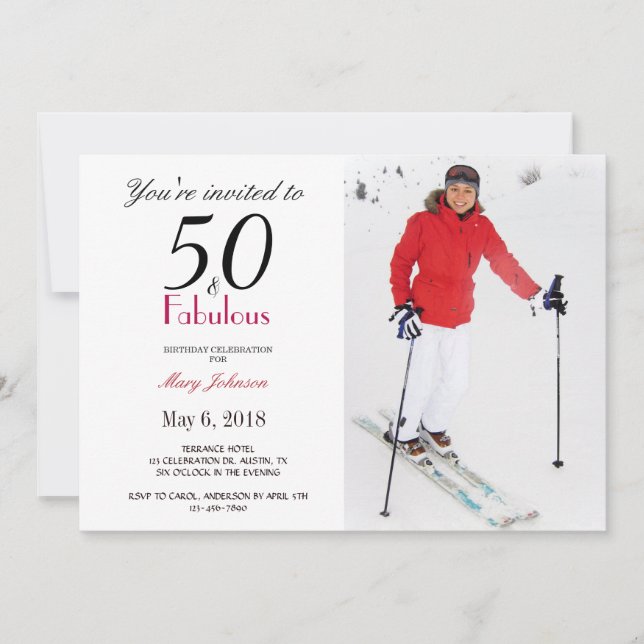 Invitación 50 y fabulosa fiesta de cumpleaños (Anverso)