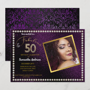 Invitación 50 y fabulosa fiesta de cumpleaños 50 de Purple Bl