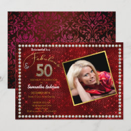 Invitación 50 y fabulosa fiesta de cumpleaños 50 de Red Bling