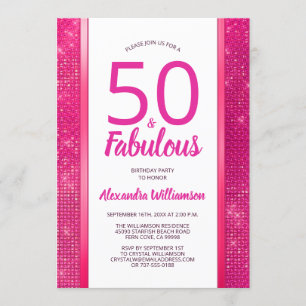 Invitación 50 y fabulosa fiesta de cumpleaños 50 del Glam Hot