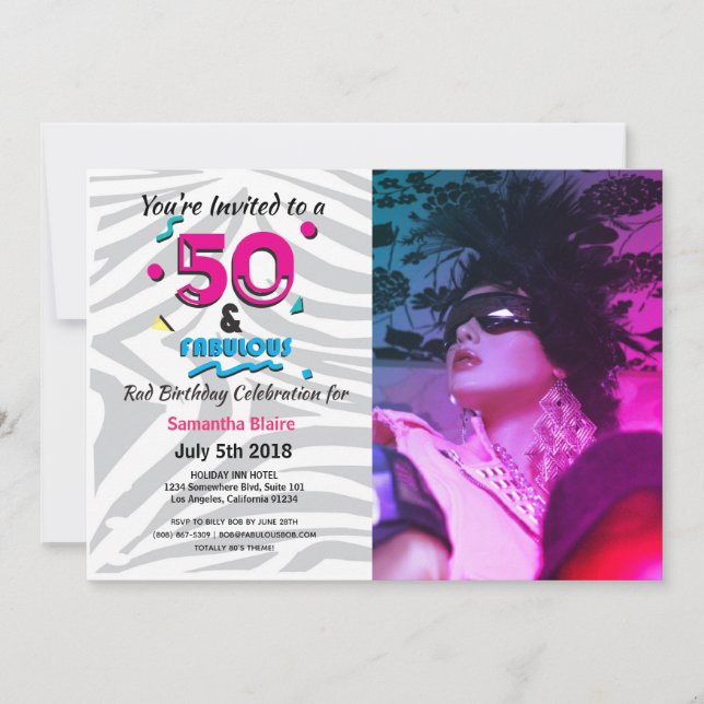 Invitación 50 y fabulosa fiesta de cumpleaños 80 (Anverso)