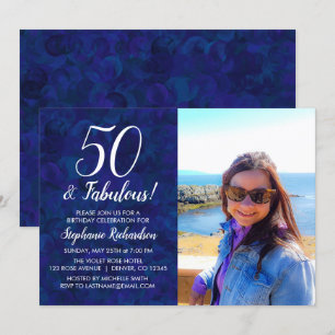 Invitación 50 y fabulosa fiesta de cumpleaños de la foto azul