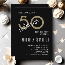 Invitación 50 y fabulosa fiesta de cumpleaños de oro blanco n