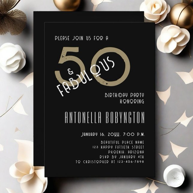 Invitación 50 y fabulosa fiesta de cumpleaños de oro blanco n (Subido por el creador)