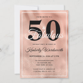 Invitación 50 y fabulosa fiesta de cumpleaños del oro Glam Ro