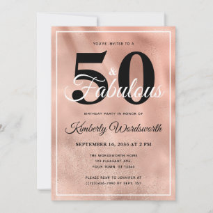 Invitación 50 y fabulosa fiesta de cumpleaños del oro Glam Ro