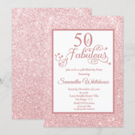 Invitación 50 y fabulosa fiesta de cumpleaños del Rosa Gold P