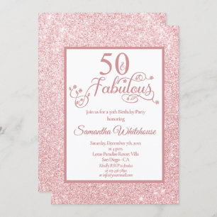 Invitación 50 y fabulosa fiesta de cumpleaños del Rosa Gold P