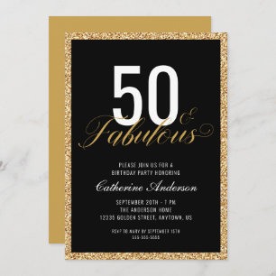 Invitación 50 y fabulosa fiesta de cumpleaños elegante Purpur