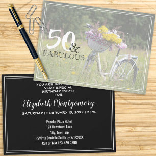 Invitación 50 y fabulosa fiesta de cumpleaños en bicicleta rú
