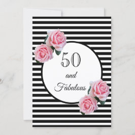Invitación 50 y fabulosa fiesta de cumpleaños glam blanco neg