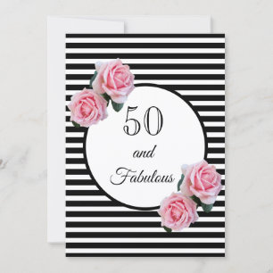 Invitación 50 y fabulosa fiesta de cumpleaños glam blanco neg