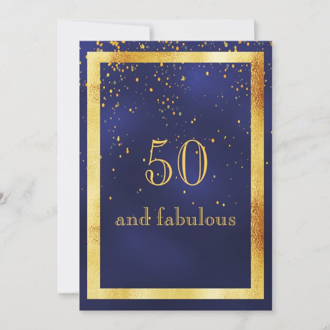 Invitación 50 y fabulosa fiesta de cumpleaños marco de oro az (Anverso)