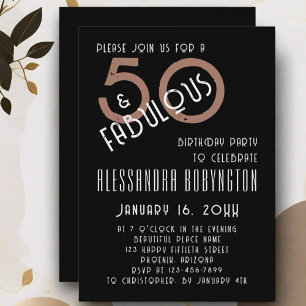 Invitación 50 y fabulosa fiesta de cumpleaños marrón negro