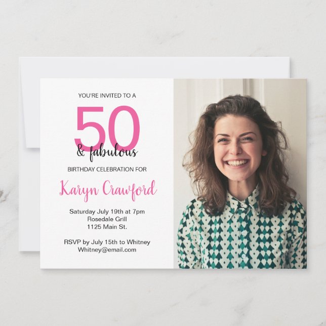 Invitación 50 y fabulosa fiesta de cumpleaños número 50 (Anverso)