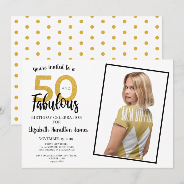 Invitación 50 y fabulosa fiesta de cumpleaños número 50 (Anverso / Reverso)