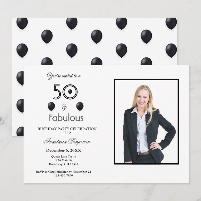 Invitación 50 y fabulosa fiesta de cumpleaños número 50 (Anverso / Reverso)