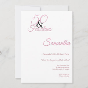 Invitación 50 y fabulosa fiesta de cumpleaños rosado