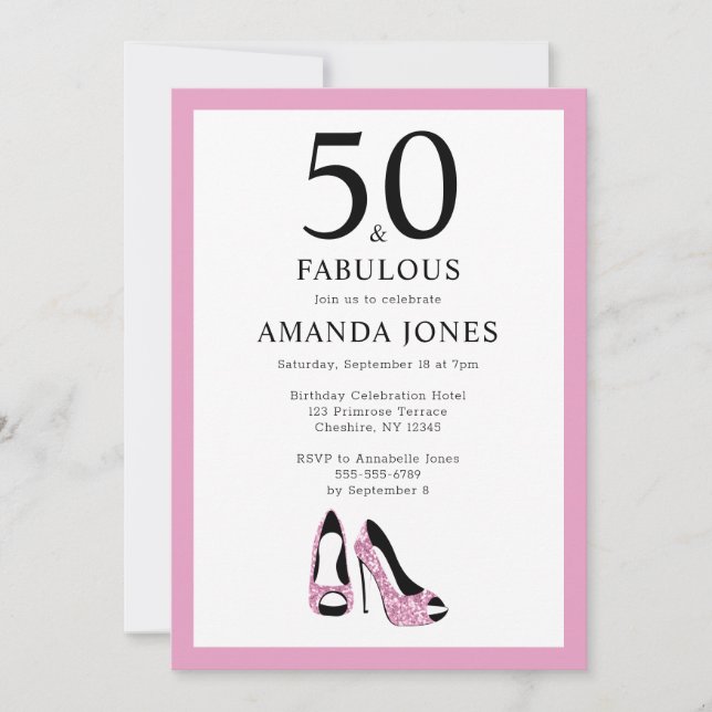 Invitación 50 y fabulosa Fiesta de los 50 Años (Anverso)