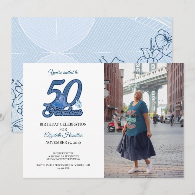 Invitación 50 y fabulosa Fiesta de los 50 Años (Anverso / Reverso)