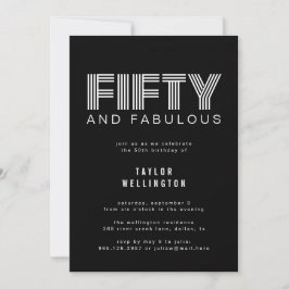 Invitación 50 y fabulosa fiesta moderna de cumpleaños blanco