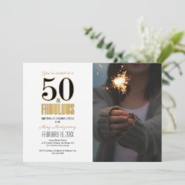 Invitación 50 y fabulosa foto de fiesta de cumpleaños número