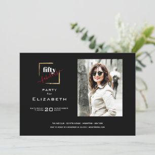 Invitación 50 y fabulosa foto en negro y oro