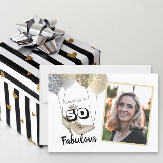 Invitación 50 Y Fabulosa Foto Negrita Cumpleaños Dorado