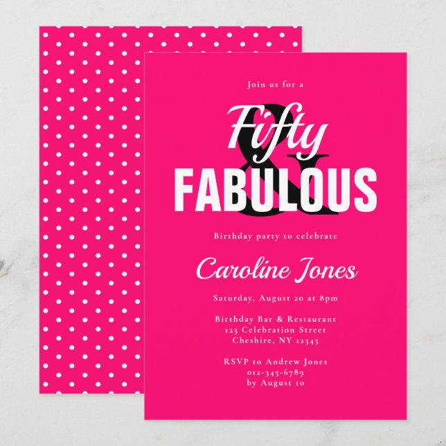 Invitación 50 y fabulosa Invitat de 50 cumpleaños (Anverso / Reverso)