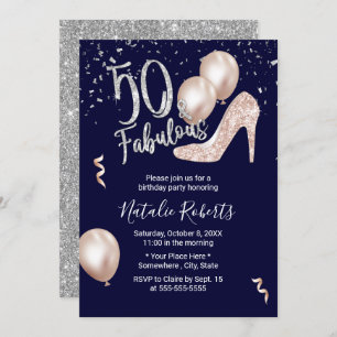 Invitación 50 y fabulosa Marina de cumpleaños 50 de tacón mod