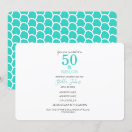 Invitación 50 y fabulosa playa turquesa de sirenas de cumplea
