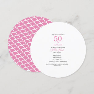 Invitación 50 y fabulosa Sirena rosa Cuta Cumpleaños Elegante