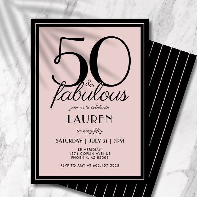 Invitación 50 y fabulosa tipografía audaz moderna femenina (Subido por el creador)