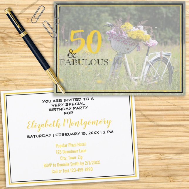 Invitación 50 y Fabulosas Flores Vintage (Subido por el creador)
